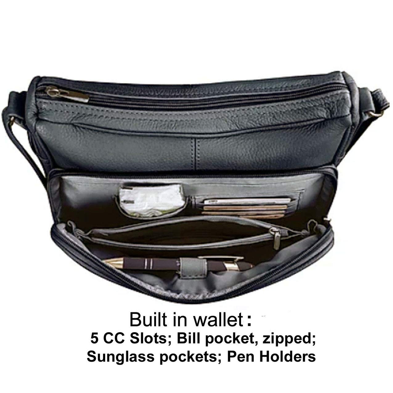 SILVERFEVER Medium Leather Handbag for Women - Stylish Shoulder Bag with Built-in Wallet Organizer - Perfect for Work, Travel & Everyday Use