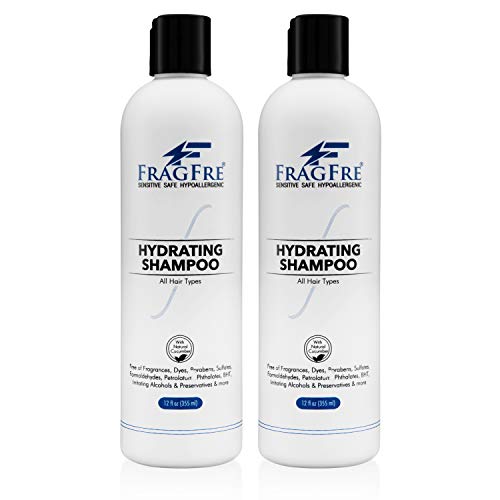 FRAGFRE Hydrating Sensitive Skin Shampoo 12oz (2-Pack Gift Set) - Sulfate Free, Fragrance Free, Paraben Free, Hypoallergenic, Color Safe Hair Cleanser - Gluten Free, Vegan, Natural Cucumber Formula - Gentle Shampoo for Dry, Itchy Scalp & Damaged Hair - Perfect for Daily Use & Sensitive Skin Care Routine