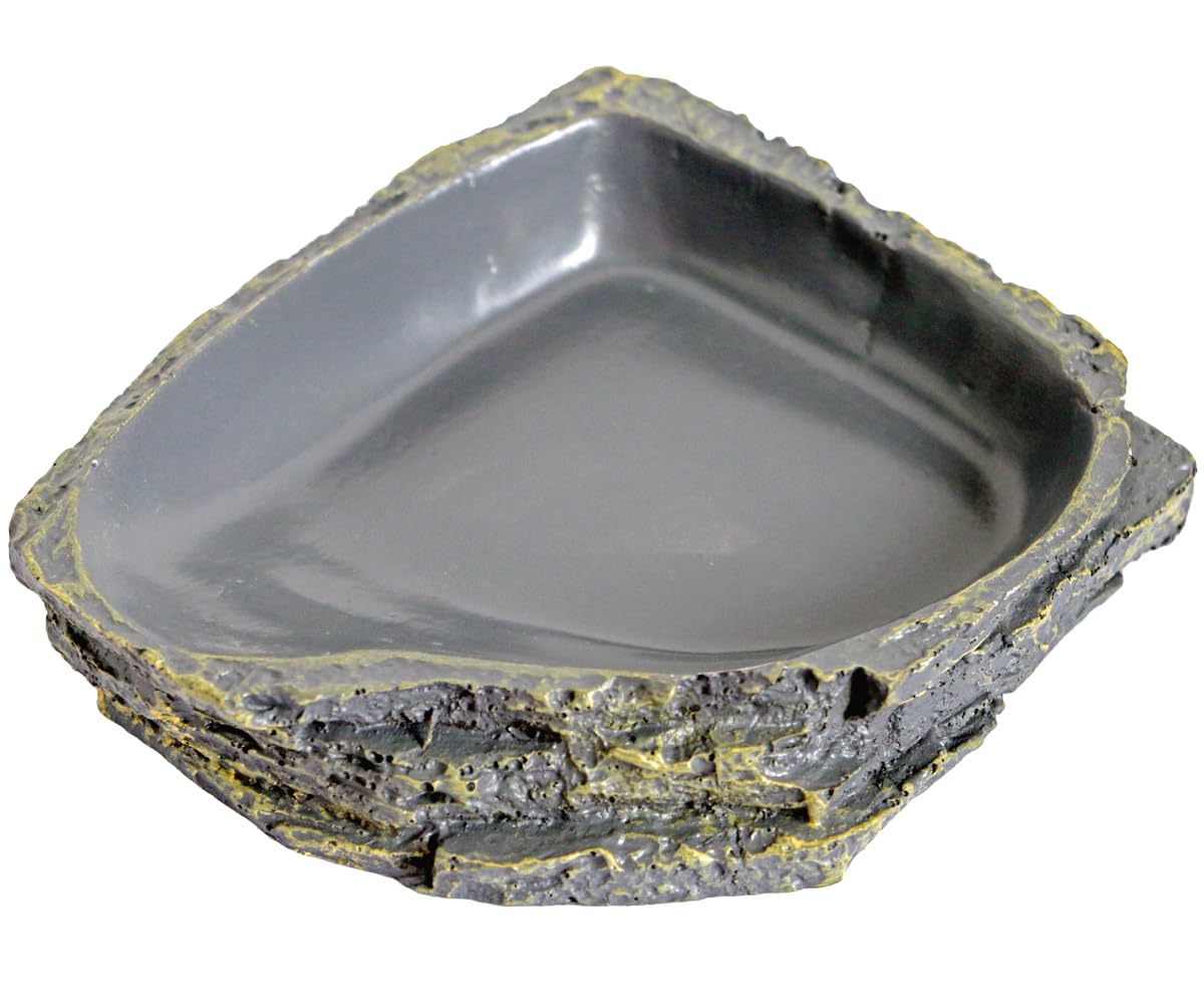 Premium Reptile Feeding Dish & Water Bowl - Durable Corner Food Bowl for Bearded Dragons, Lizards, Geckos, Tortoises, Frogs & Hermit Crabs - Perfect for Terrariums, Habitats & Amphibian Tanks - Easy Clean Pet Accessories for Reptile Care