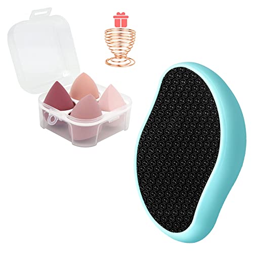 5 Pcs Makeup Sponges Blender Set with Foot File Care Tool - Soft Beauty Sponge for Liquid & Powder Foundation, Concealer - Perfect for Home & Travel Makeup Kit