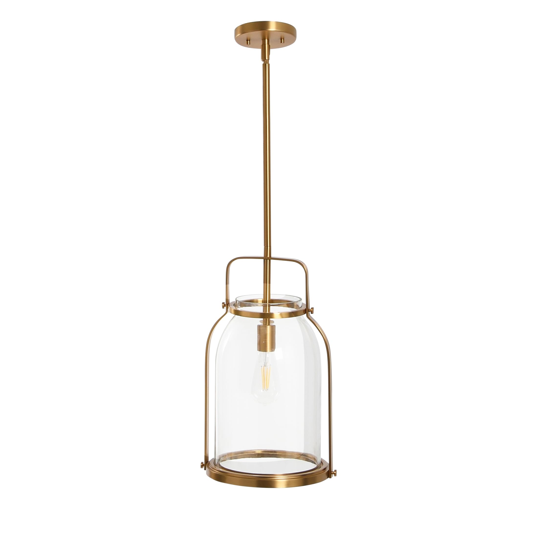 Channing Brushed Gold Metal and Glass Ceiling Light Fixture - Modern Dining Room & Bedroom Lighting for Home Decor