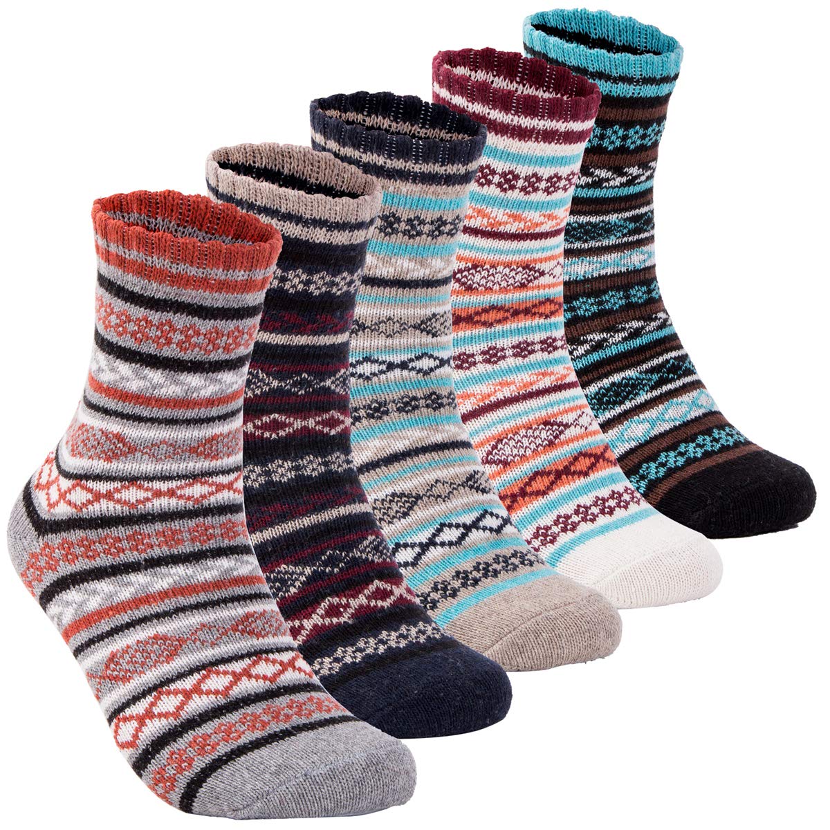 Yannik Men's Thermal Winter Socks - Ultra Soft & Comfortable Crew Socks for Cold Weather (5-Pack) - Perfect for Hiking, Skiing & Everyday Warmth