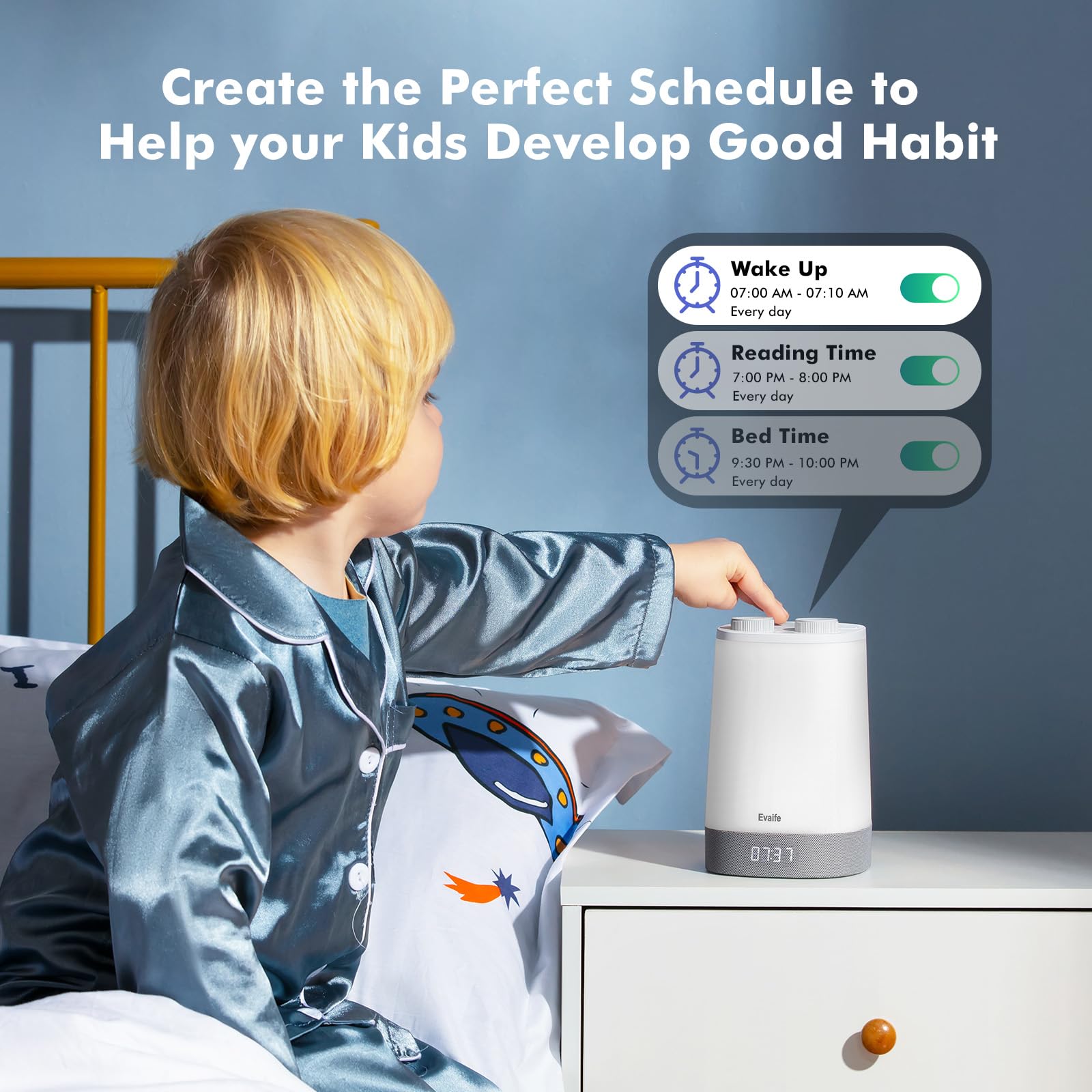 Evaife White Noise Machine for Baby Sleep - 17 Soothing Sounds & Night Light, Toddler Sleep Trainer with Timer, Alarm Clock, App Control - Perfect for Nursery, Bedtime & Relaxation