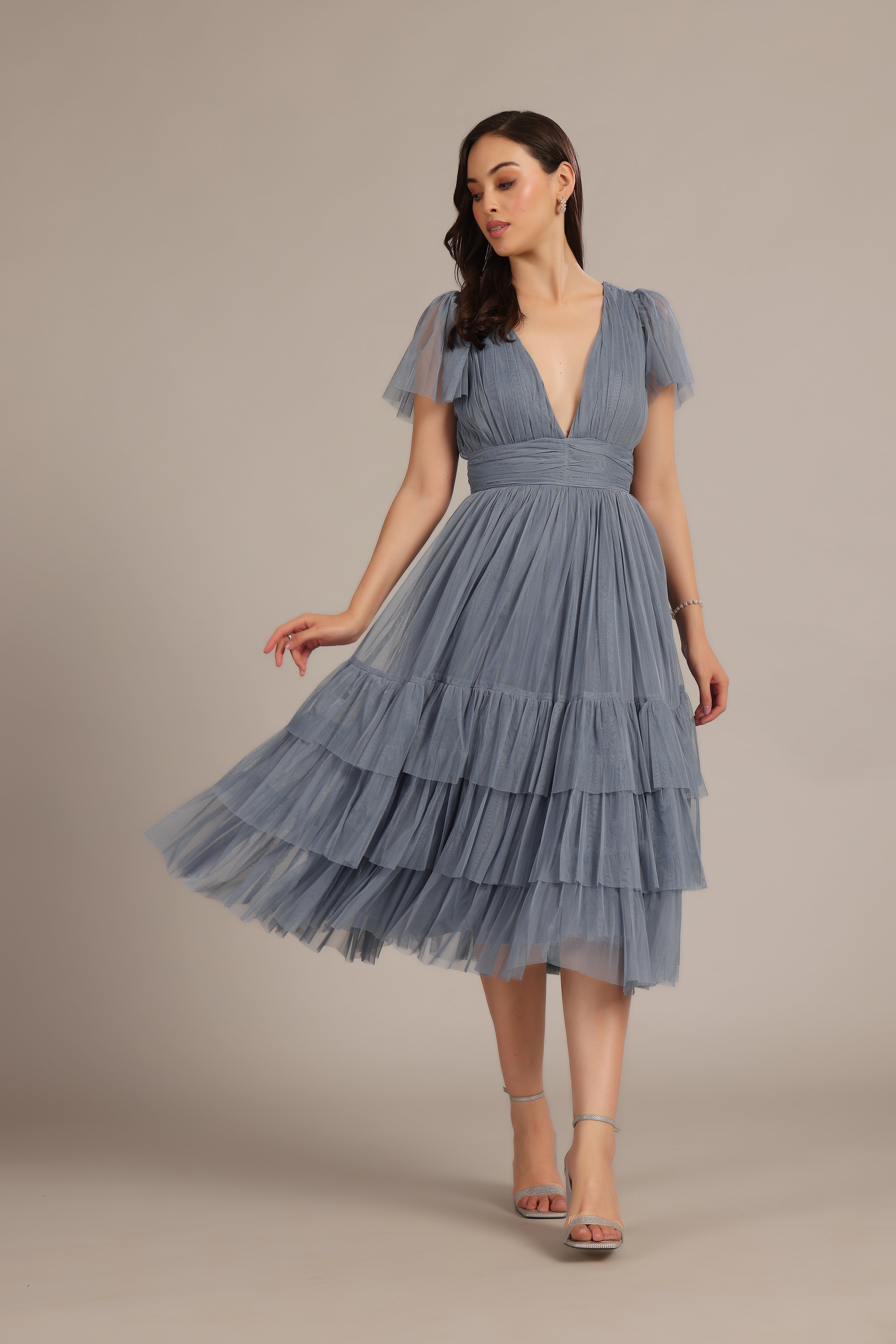 Elegant Madison Dusty Blue Bridesmaid Dress - A-Line Floor Length Formal Gown for Weddings, Prom & Special Occasions
