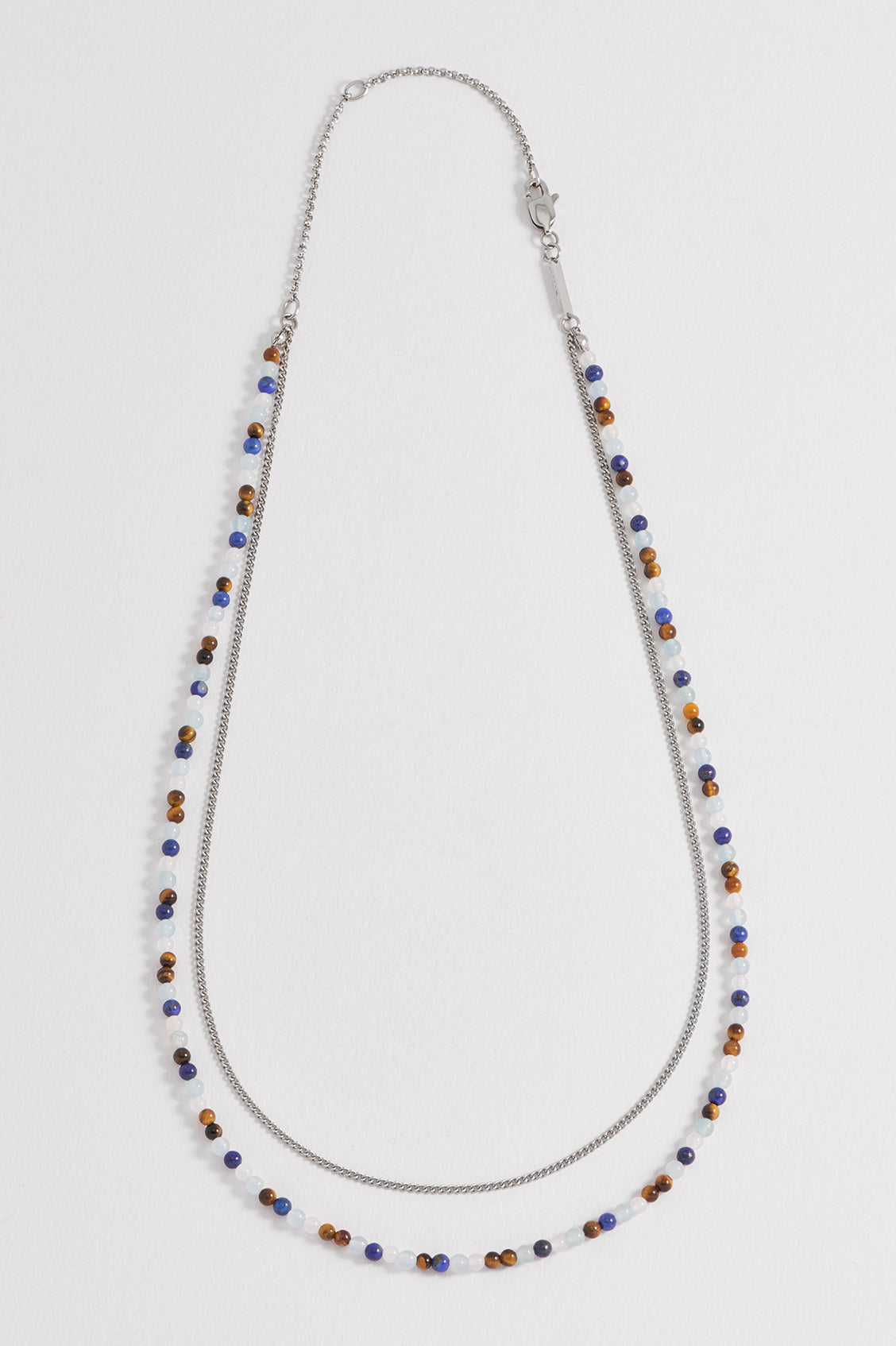 Mixed Gemstone and Chain Duo Necklace - Elegant Layered Jewelry for Women - Perfect for Casual Wear, Date Nights & Special Occasions
