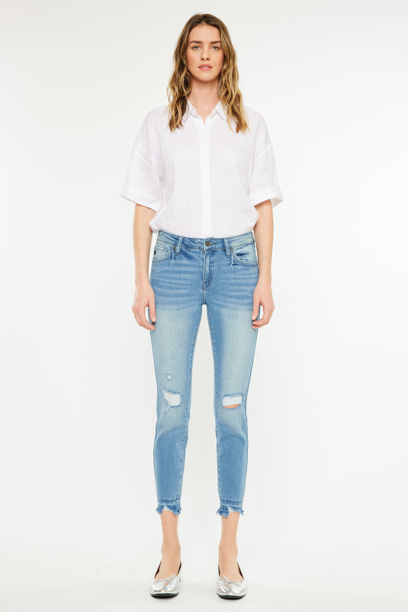 Electra Mid Rise Ankle Skinny Jeans for Women - Stretch Denim Pants, Slim Fit, Comfortable Everyday Wear - Perfect for Work, Casual Outfits and Date Nights