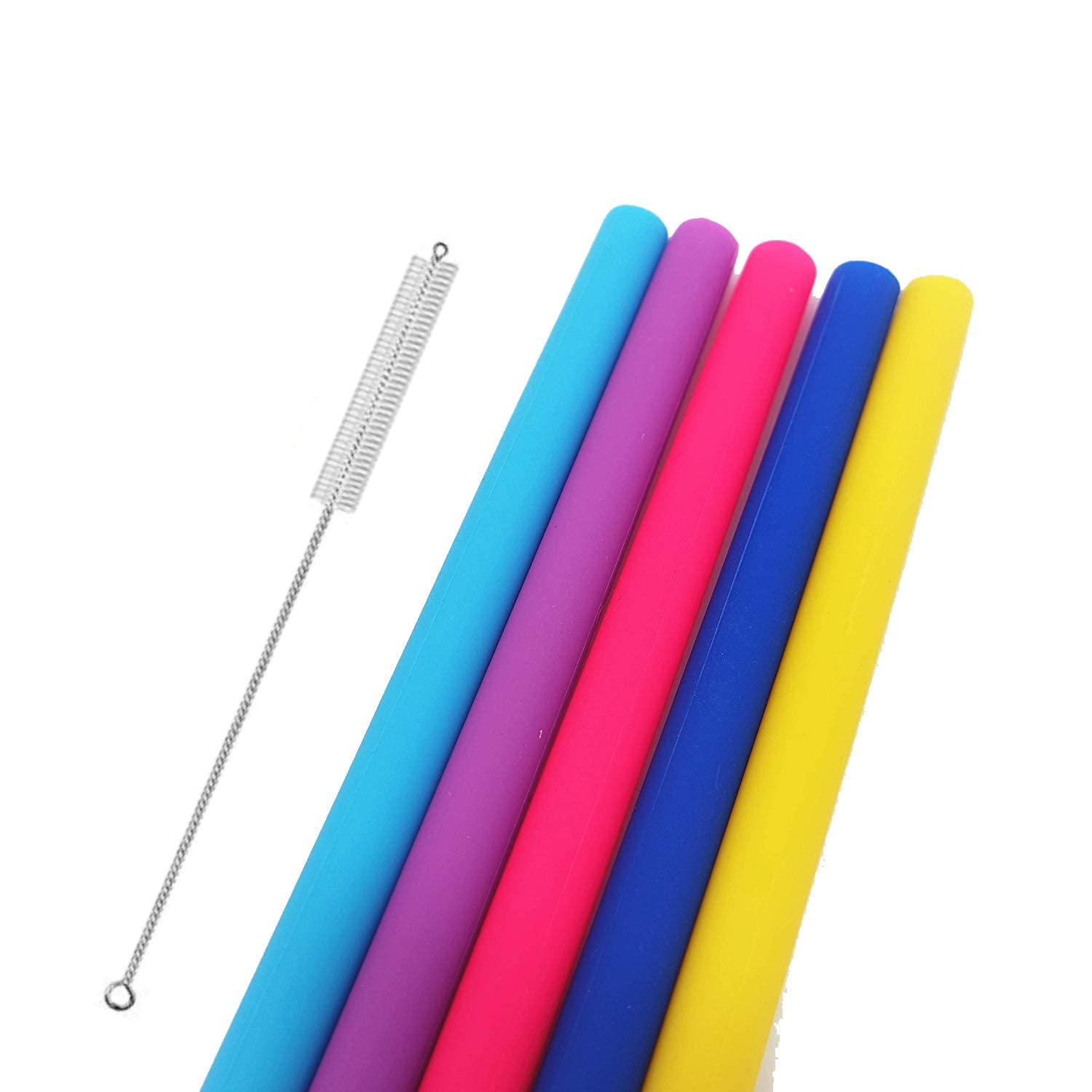Reusable Silicone Straws 5-Pack - BPA Free with Brush - Fits Yeti & Bubba Mugs - Perfect for Smoothies & Iced Drinks