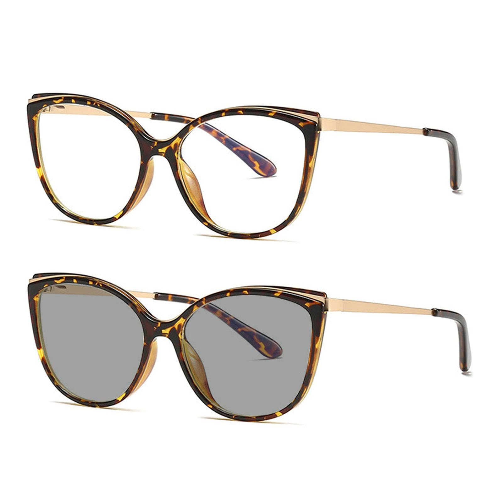 Fashion Photochromic Bifocal Reading Sunglasses for Women - Transition Lenses with Cat Eye Leopard Print Frame (Presbyopia Glasses) - Perfect for Reading Outdoors, Driving, and Daily Use