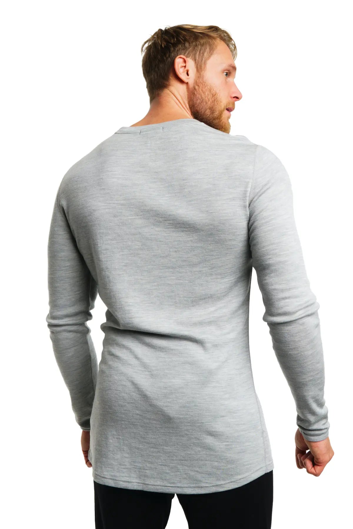 Premium Men's Merino Wool Long Sleeve Base Layer Shirt - 250g Gray Heather - Warm Thermal Underwear for Hiking, Skiing & Winter Outdoor Activities