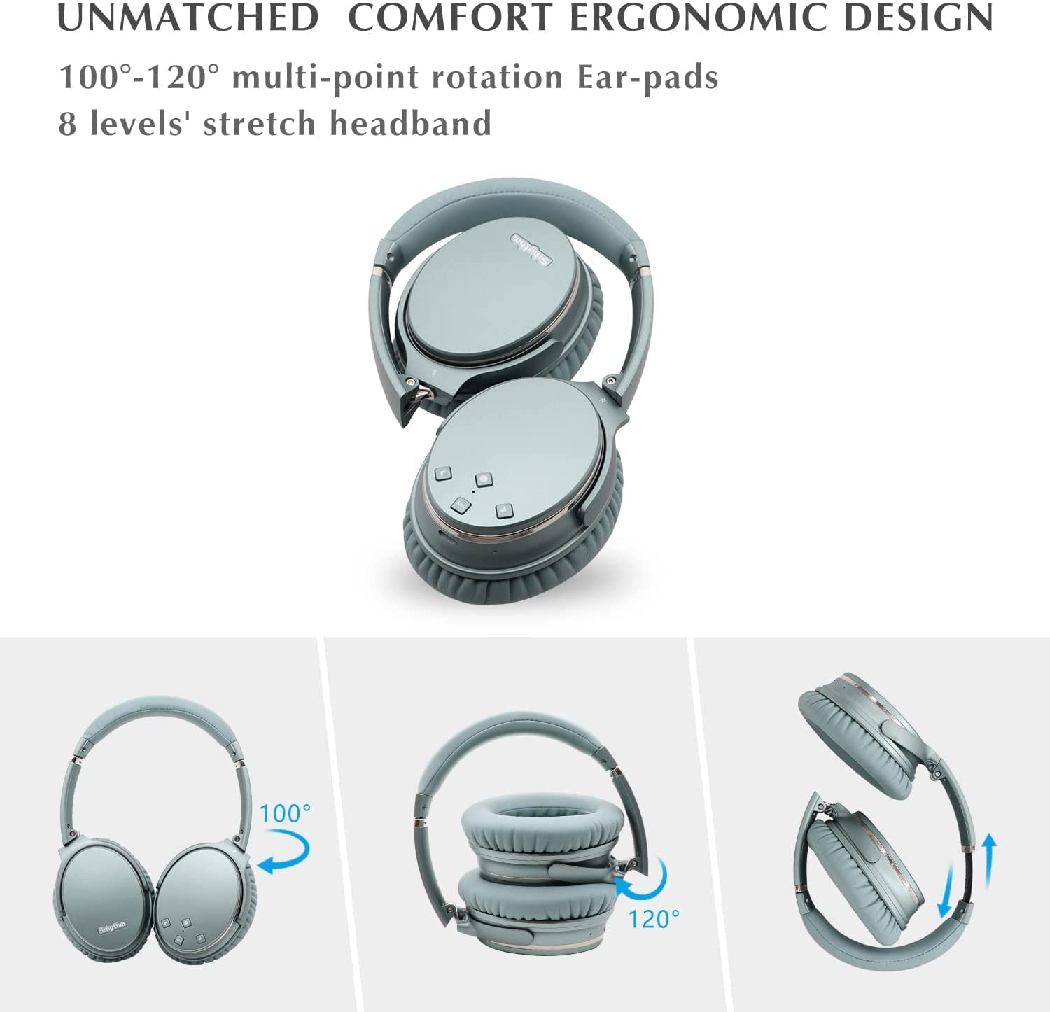 Srhythm NC35 Wireless Bluetooth 5.0 Noise Cancelling Over-Ear Headphones with Fast Charging, Built-in Mic & Mega Bass - 50+ Hours Playtime (Renewed) - Perfect for Travel, Work & Gaming