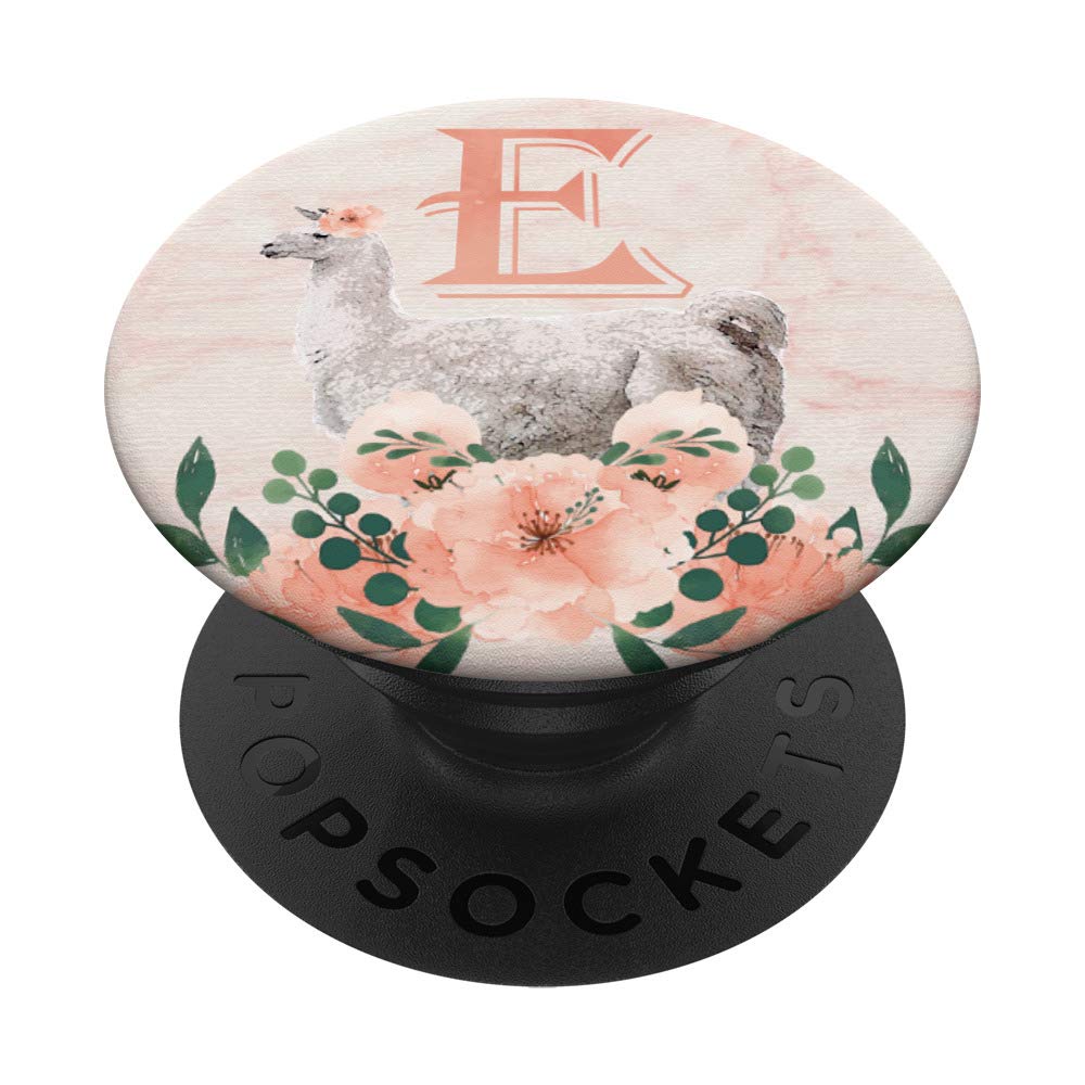 Personalized Letter E Monogram - Llama Alpaca Rose Design for Home Decor, Nursery, Wedding & Gift