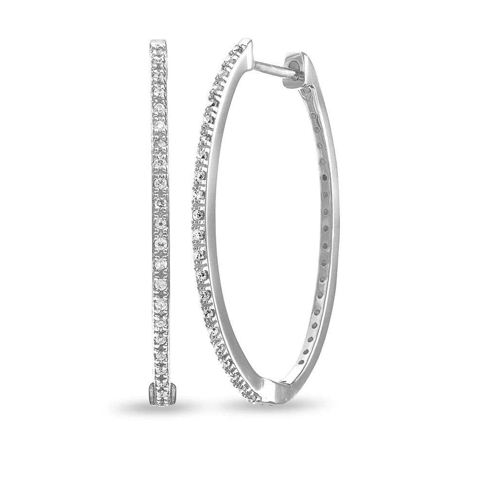 14K Gold Round Diamond Hoop Earrings for Women - Sterling Silver & White Gold Options - Perfect for Weddings, Parties & Everyday Elegance