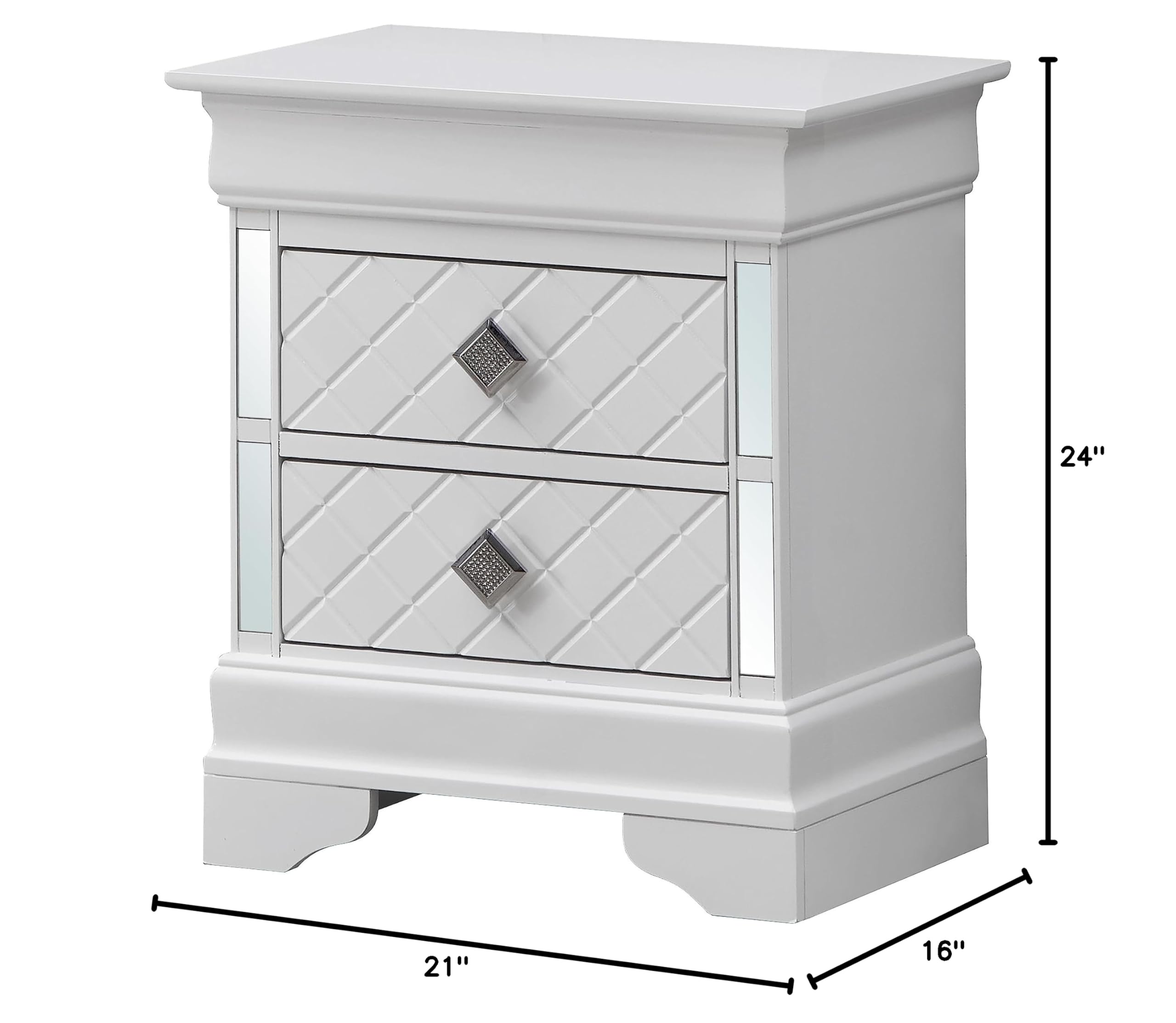 Glory Furniture Verona G6790-N Silver Champagne Nightstand - Modern Bedside Table for Bedroom, Living Room & Guest Room Decor