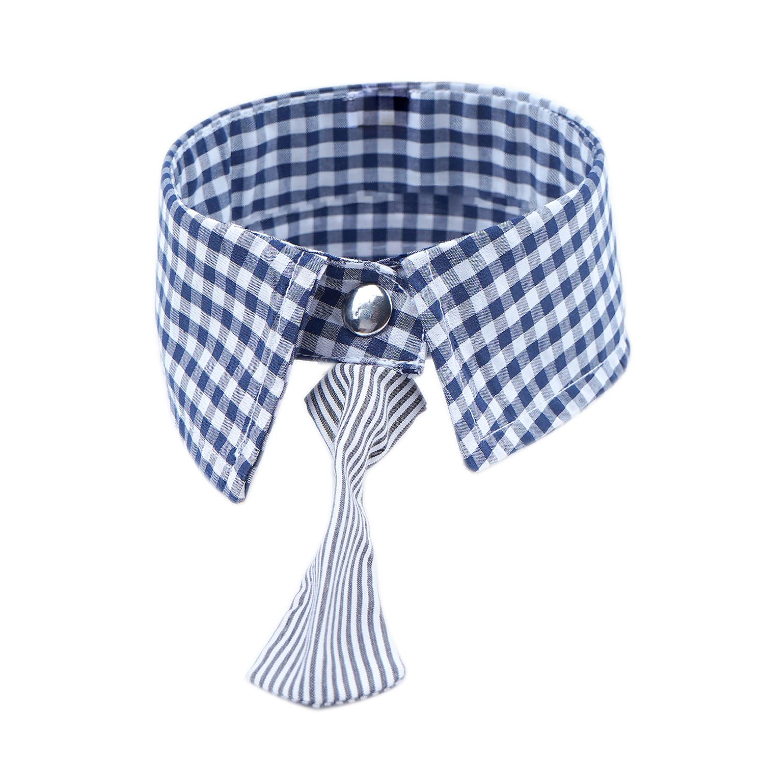 Emily Pets Adjustable Fall Dog Collar with Bow Tie - Soft Comfortable Collar for Small Dogs (Size L, Blue & White) - Perfect for Autumn Walks, Pet Photos & Holiday Occasions