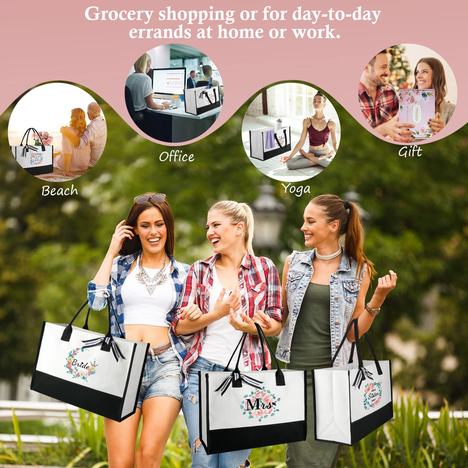 TRSODD Mother's Day Gift Set for Grandma - Tote Bag & Makeup Bag Combo | Birthday Present for Women, Gigi, Nana | Perfect for Travel, Shopping & Daily Use
