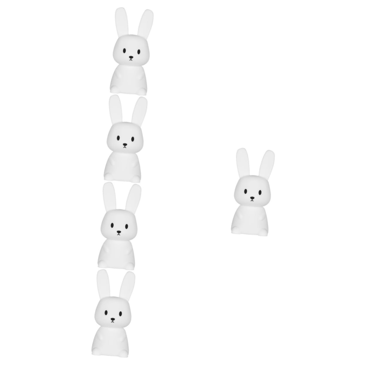 5 Pack Rabbit LED Bunny Night Light - Cute Animal Night Lamp with White Glow, Battery Operated for Kids Room, Nursery, Bedroom Decor & Gift Ideas