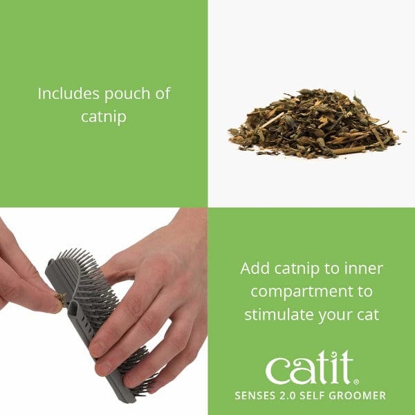 Catit Senses 2.0 Self Grooming Cat Brush - Interactive Cat Toy for Stress Relief & Healthy Coat - Perfect for Indoor Cats & Multi-Cat Households