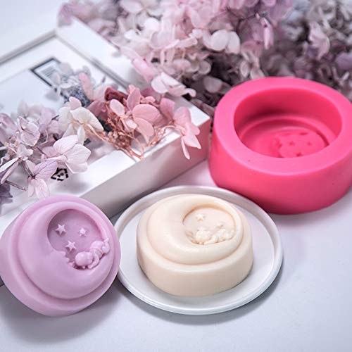 Moon Shaped Silicone Soap Mold for Baby Shower Favors, DIY Candle Making & Cake Decorating - Perfect for Handmade Gifts, Bath Bombs & Home Crafts