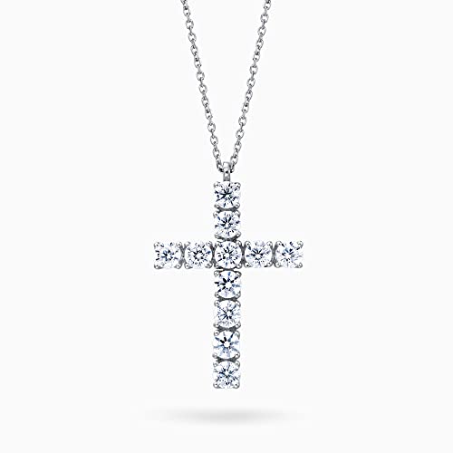Classic style 6-small cz silver cross necklace