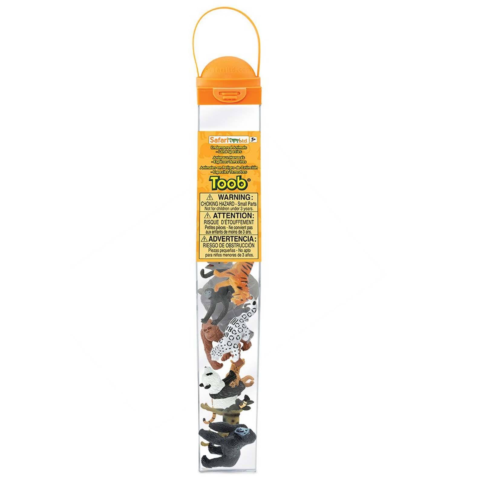 Endangered Species Land Animals Toob Mini Figures - 12 Realistic Safari Ltd Wildlife Figurines for Kids Educational Play, Collectibles & Diorama Scenes