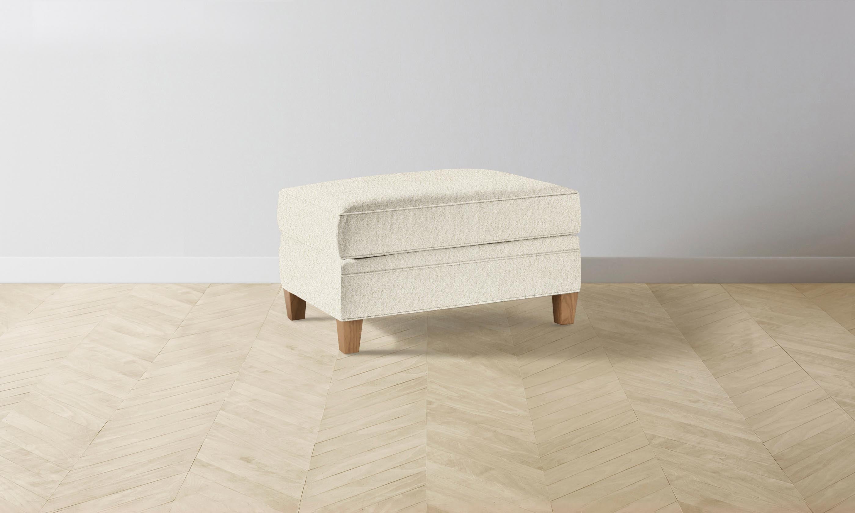 Carmine Ottoman - Italian Bouclé White Fabric Footstool | Elegant Living Room Accent for Home Decor & Comfortable Footrest