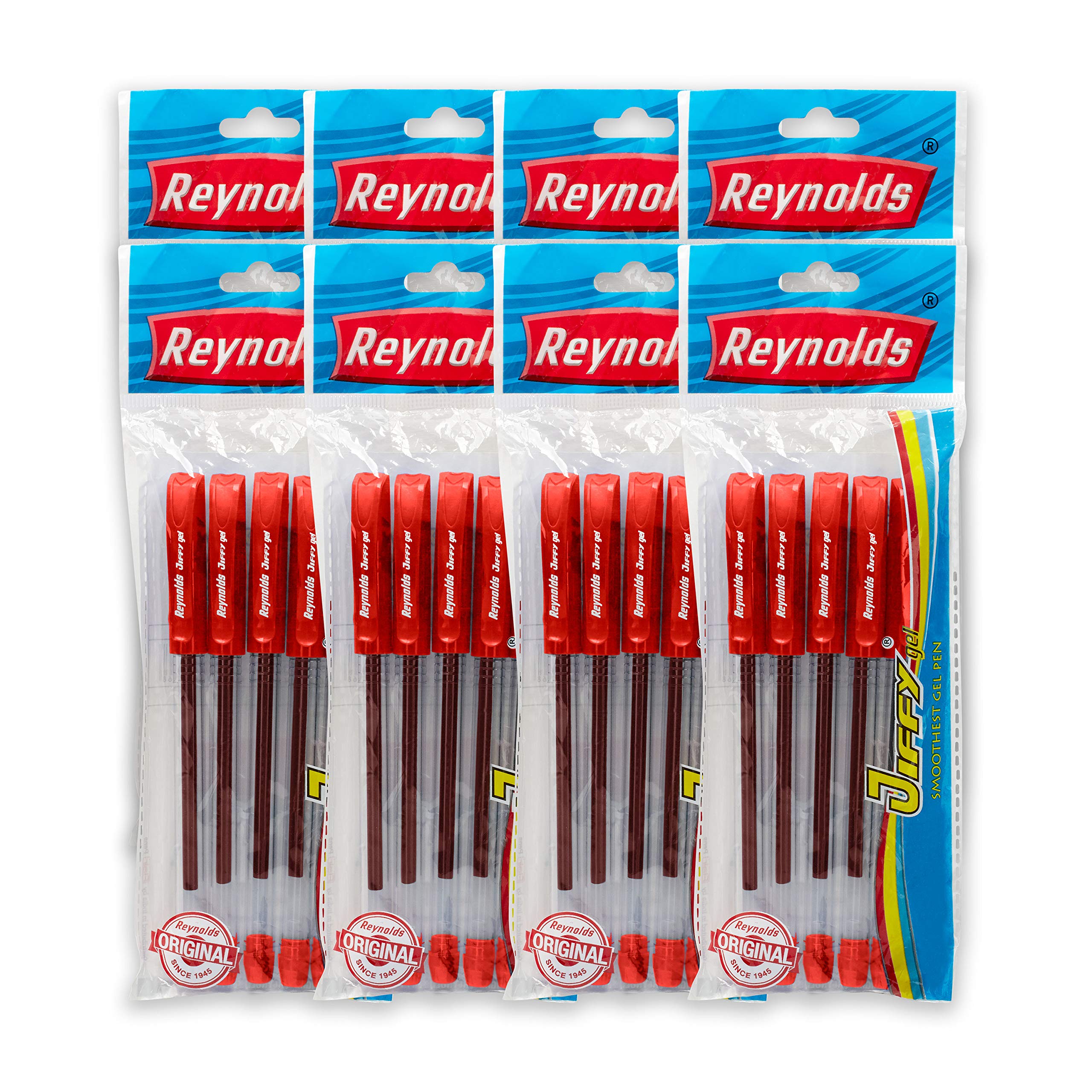 Reynolds Jiffy 0.5mm Needle Point Gel Pens - 40 Pack Red Ink Fine Point Pens for Smooth Writing, Note Taking & Art Projects (Fast Shipping from India)