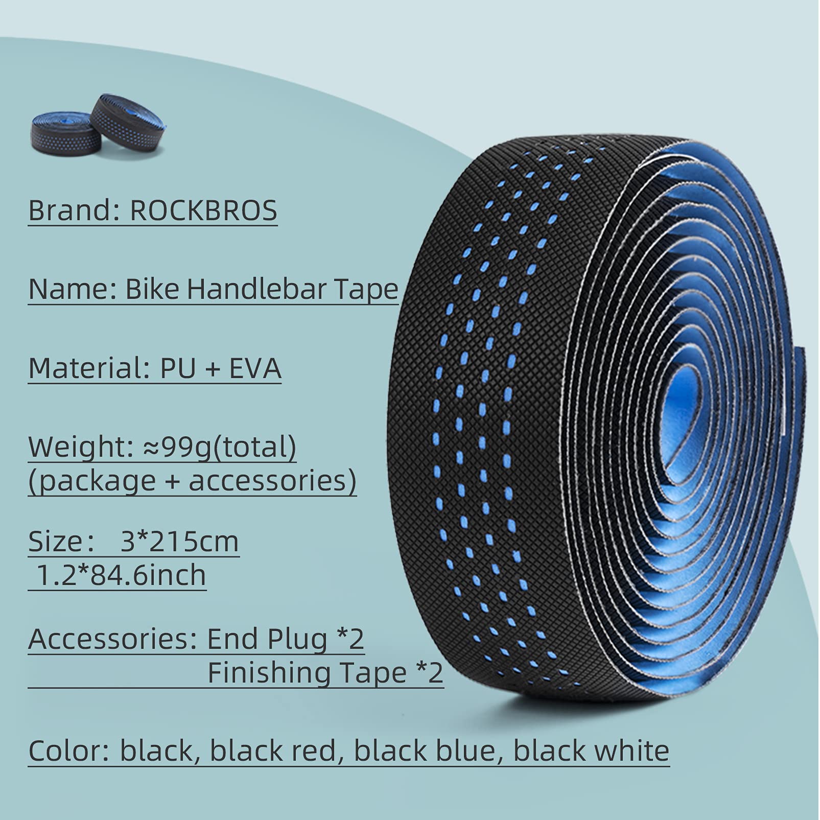 ROCKBROS Non-Slip Bicycle Handlebar Tape - Comfortable Road Bike Grip Wrap for Cycling, Commuting & Training - Black/White/Red Color Options