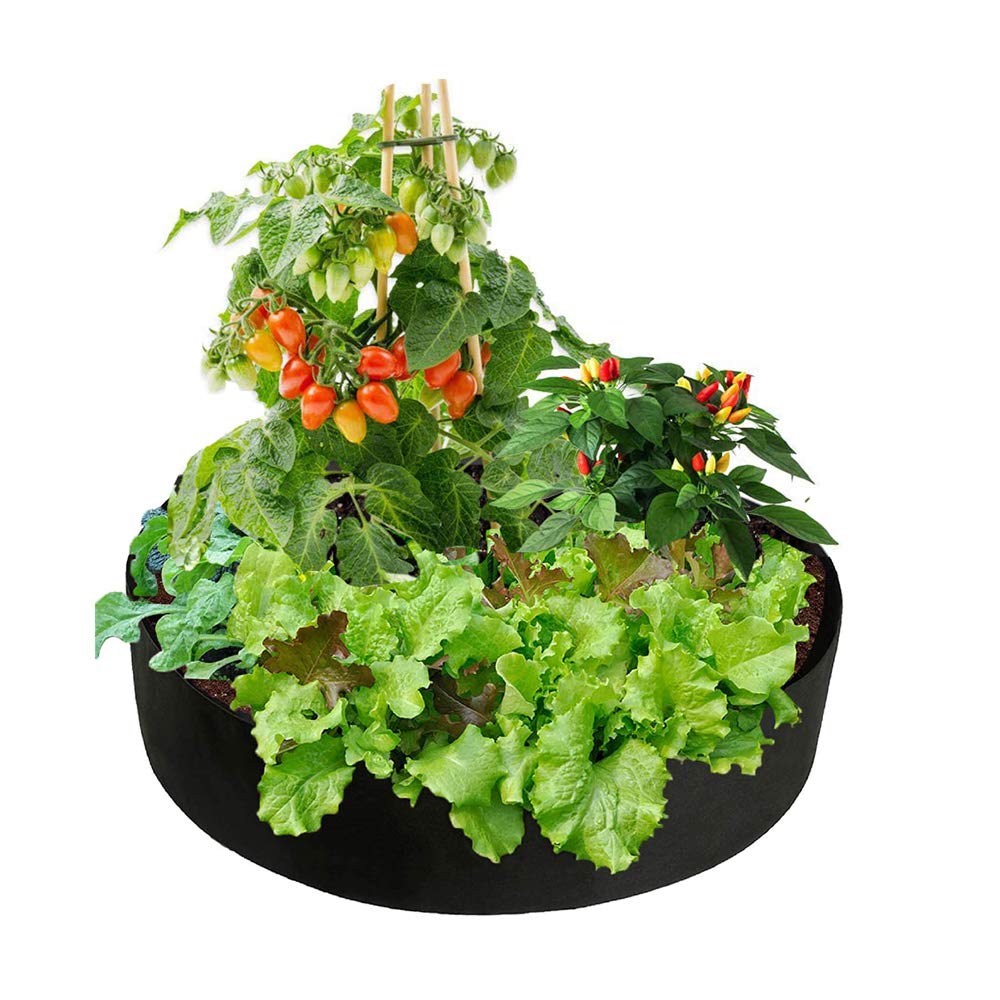 **50 Gallon Large Fabric Raised Planting Bed - Breathable Round Garden Grow Bag for Herbs, Flowers & Vegetables | Durable Black Planter Pot for Outdoor & Indoor Gardening (1 Pack)**
