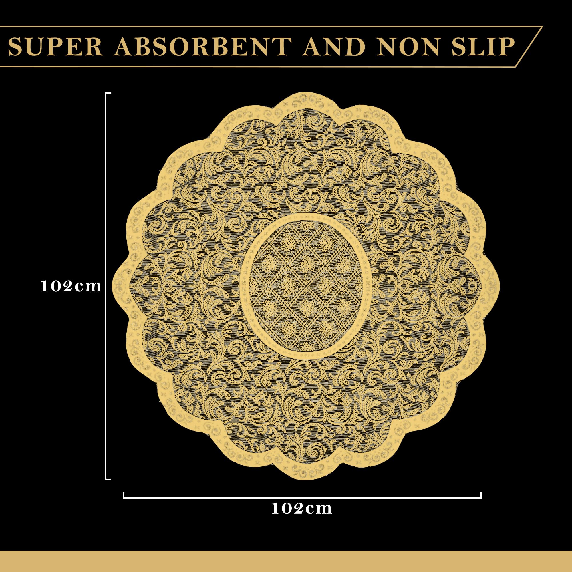 Kuber Industries 40x40 Inch Round Table Cover - Golden Leaf Design Tablecloth for Coffee, Kitchen, Dining & Hall Décor | Waterproof & Washable Tabletop Cover for Indoor & Outdoor Use
