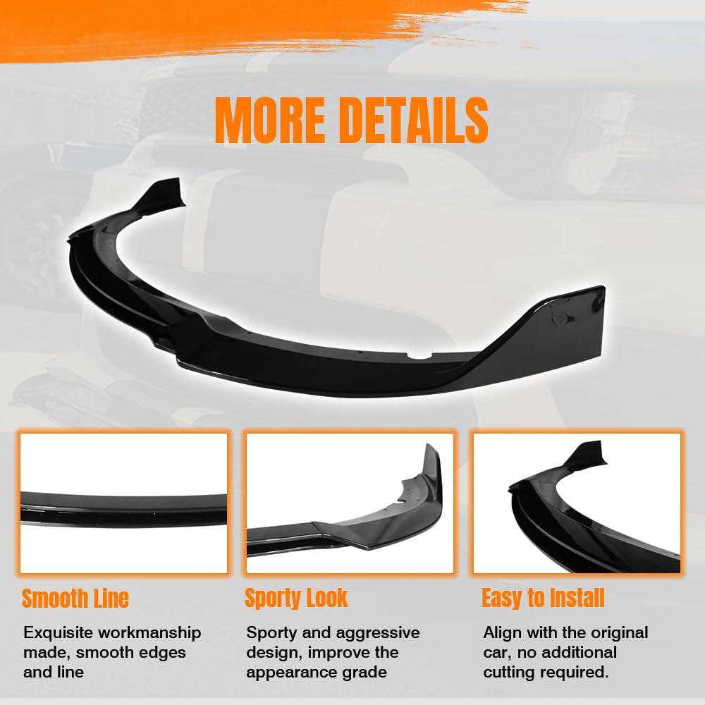 2015-2023 Dodge Charger SRT V3 GT Style Front Bumper Lip - ABS 4PCS/Set Glossy Black Splitter for Enhanced Aerodynamics & Aggressive Look - Perfect for Street Racing & Car Shows
