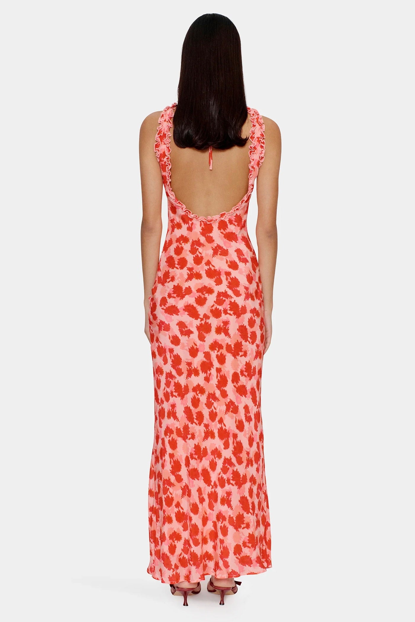 Bella Strawberry Fields Backless Maxi Dress - Floral Summer Beach Dress for Women, Perfect for Vacations, Weddings & Outdoor Parties