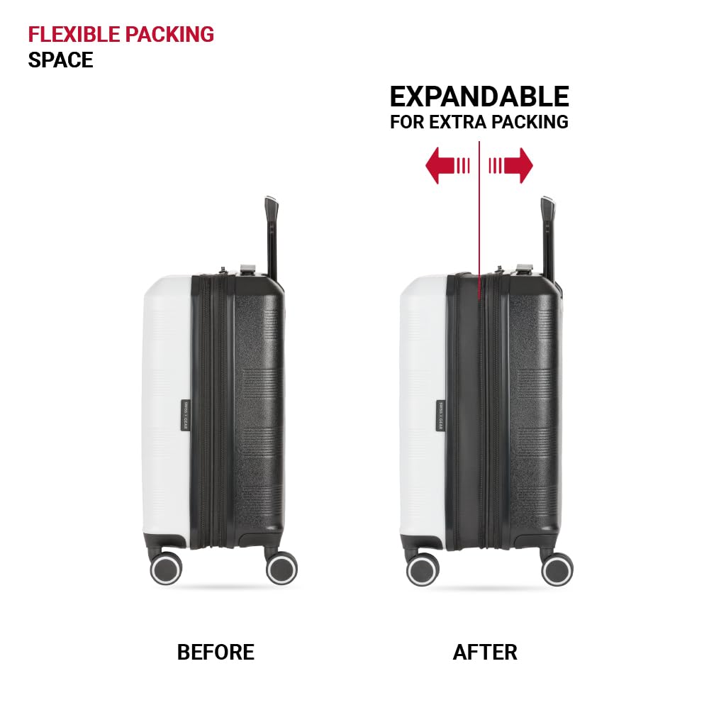 SwissGear Duet Hardside Expandable Luggage Set with 360° Spinner Wheels (3-Piece, 19/24/28 Inch) - Lightweight Grey/Black Suitcase for Travel | Perfect for Business Trips, Vacations & International Travel