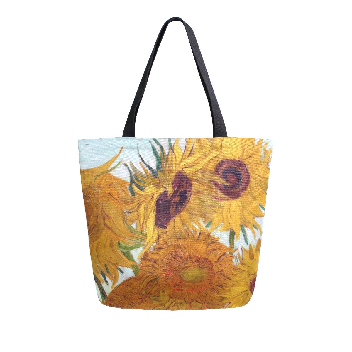 ALAZA Van Gogh Sunflower Canvas Tote Bag - Large Reusable Cotton Shoulder Bag for Women, Top Handle Purse for Travel, Work, Shopping & Grocery - Perfect for Beach, Office & Daily Commute