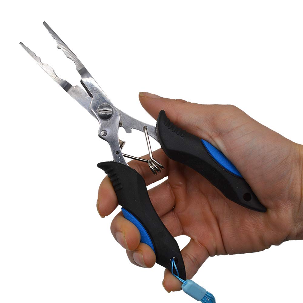 Premium Stainless Steel Fishing Pliers - Needle Nose Fishing Tool with Line Cutter, Sheath & Telescopic Lanyard | Durable Saltwater Fishing Gear for Anglers | Perfect for Fly Fishing, Bass Fishing & Offshore Trips