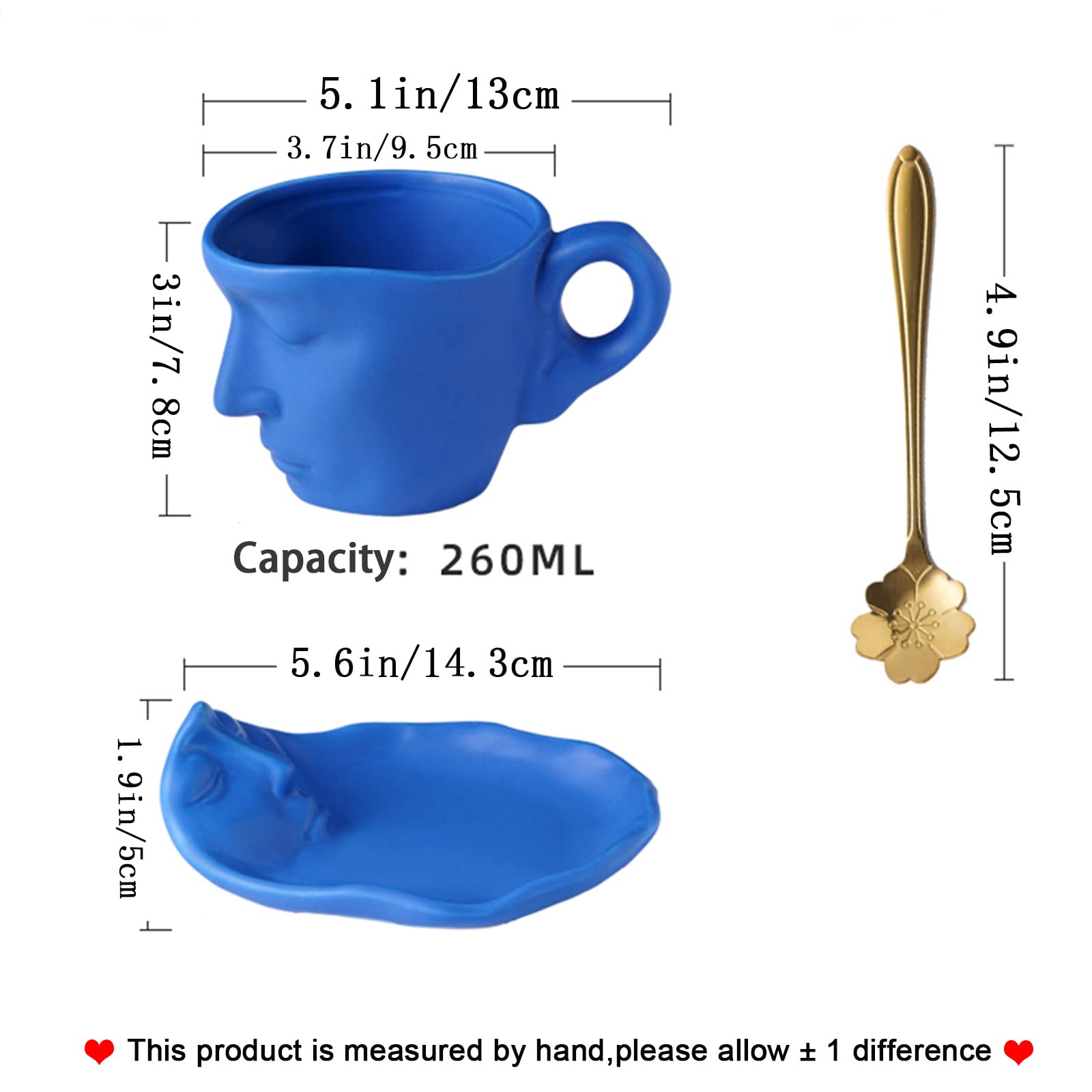 Black Ceramic Coffee Cup Set with Spoon - 8.5oz Kissing Mug for Valentine's Day & Anniversaries - Perfect Romantic Gift