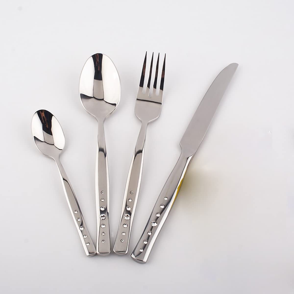 48-Piece Stainless Steel Silverware Set with Diamond Accents - Elegant Flatware for 12 People - Durable Eating Utensils for Family Dinners, Parties & Everyday Use - Perfect for Weddings, Holidays & Fine Dining