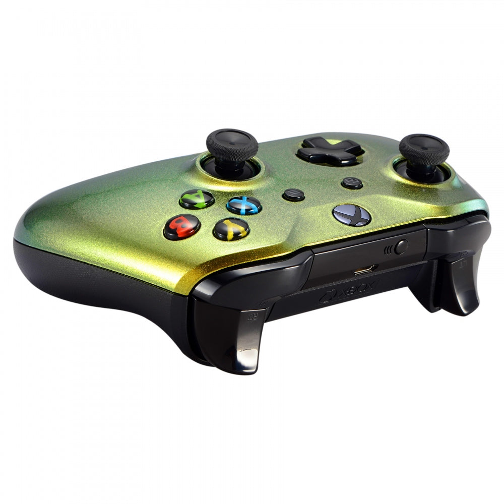 eXtremeRate Gold & Green Chameleon Replacement Faceplate for Xbox One X/S Controller - Custom Shell Cover with Premium Finish | Perfect for Gaming, Streaming & Controller Customization