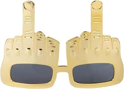 1Pc Golden Tricky Middle Finger Sunglasses - Women's Funny Novelty Eyewear for Parties, Halloween & Costume Events - Creative Flip Off Hand Shape Sunglasses for Bachelorette, Girls Night Out & Prank Gifts