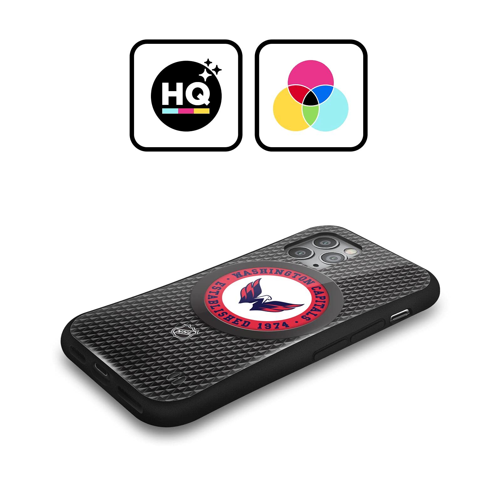 Officially Licensed NHL Washington Capitals Puck Texture Hybrid Case for Apple iPhone 11 - Durable Hockey-Inspired Phone Cover for Fans, Games & Everyday Protection