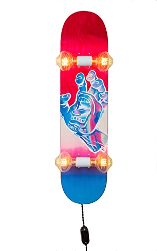 Santa Cruz Screaming Hand Iridescent Whiskertin Skateboard Light - Glow in The Dark Skateboard Deck for Night Riding - Perfect for Skateboarders, Collectors & Street Art Enthusiasts
