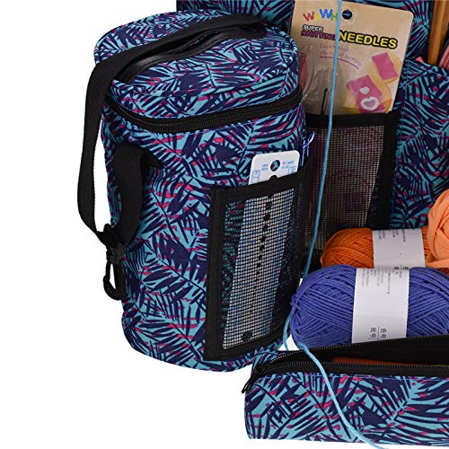 COPYLOVE 3-Piece Cylinder Embroidery Crochet Yarn Storage Set - Oxford Cloth Knitting Needle Holder with Thread Organizer for Crocheting, Sewing & Craft Projects - Perfect Yarn Ball Bin for Knitters & DIY Enthusiasts (C*123.01)