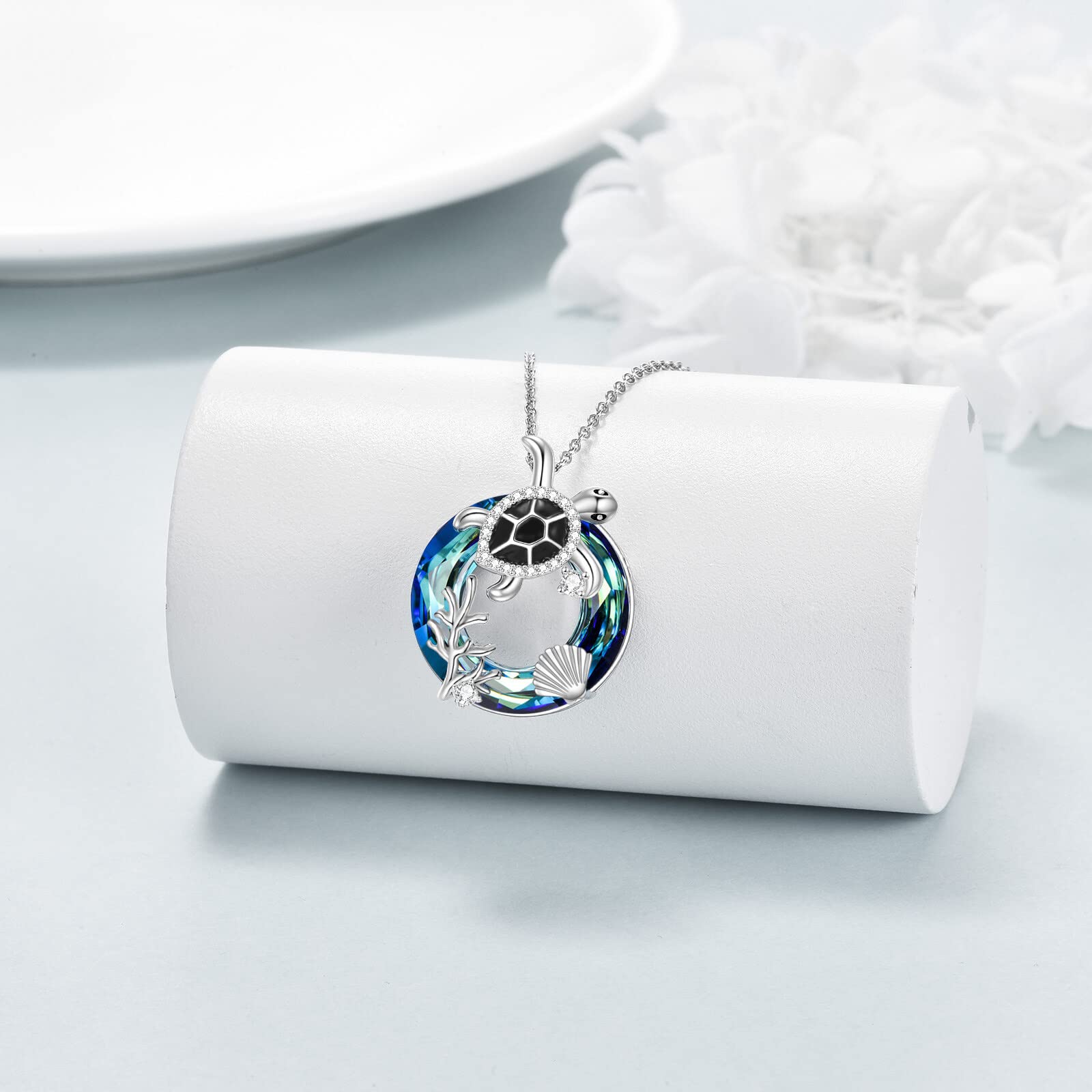 925 Sterling Silver Crystal Turtle Necklace for Women - Elegant Turtle Jewelry Gift for Her - Perfect for Birthdays, Anniversaries & Everyday Wear