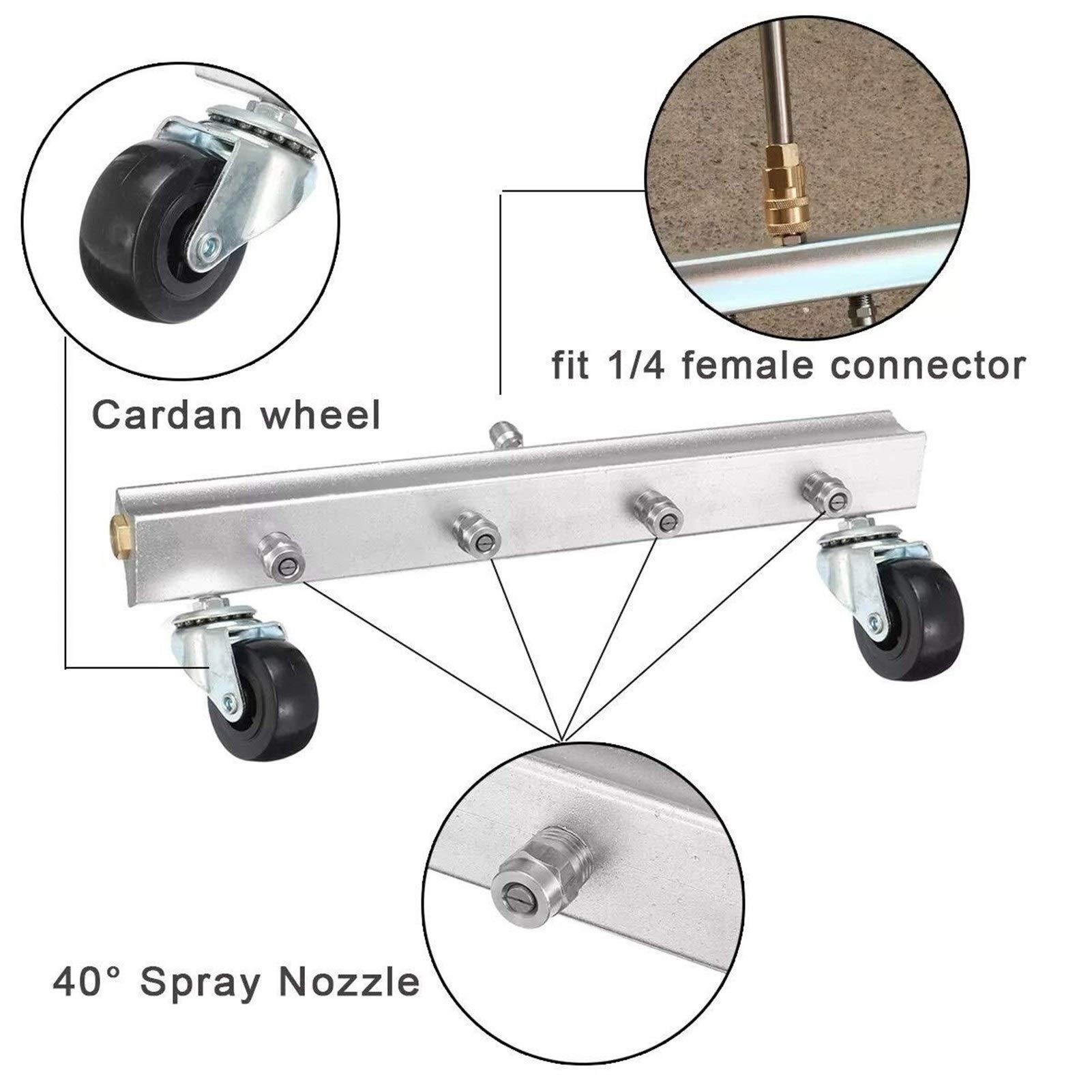 High Pressure Washer Nozzle Kit - 4 Spray Tips for Car Undercarriage, Chassis & Garden Cleaning | Heavy Duty Cleaning Tool for Vehicles, Driveways & Outdoor Surfaces