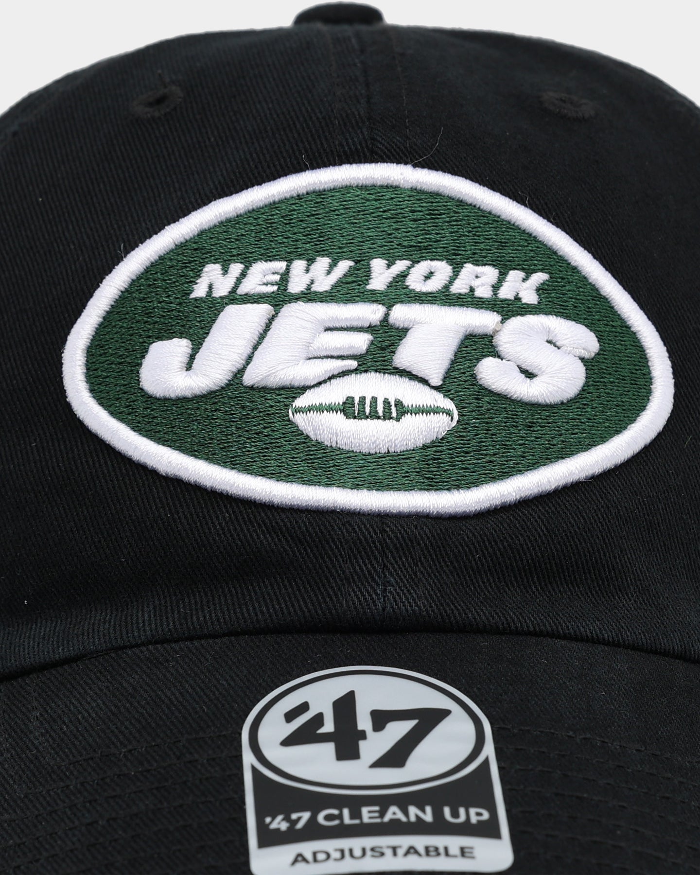 New York Jets 47 Clean Up Strapback Black Adjustable Hat - Official NFL Licensed Cap for Men & Women - Perfect for Game Day, Casual Wear & Sports Fans