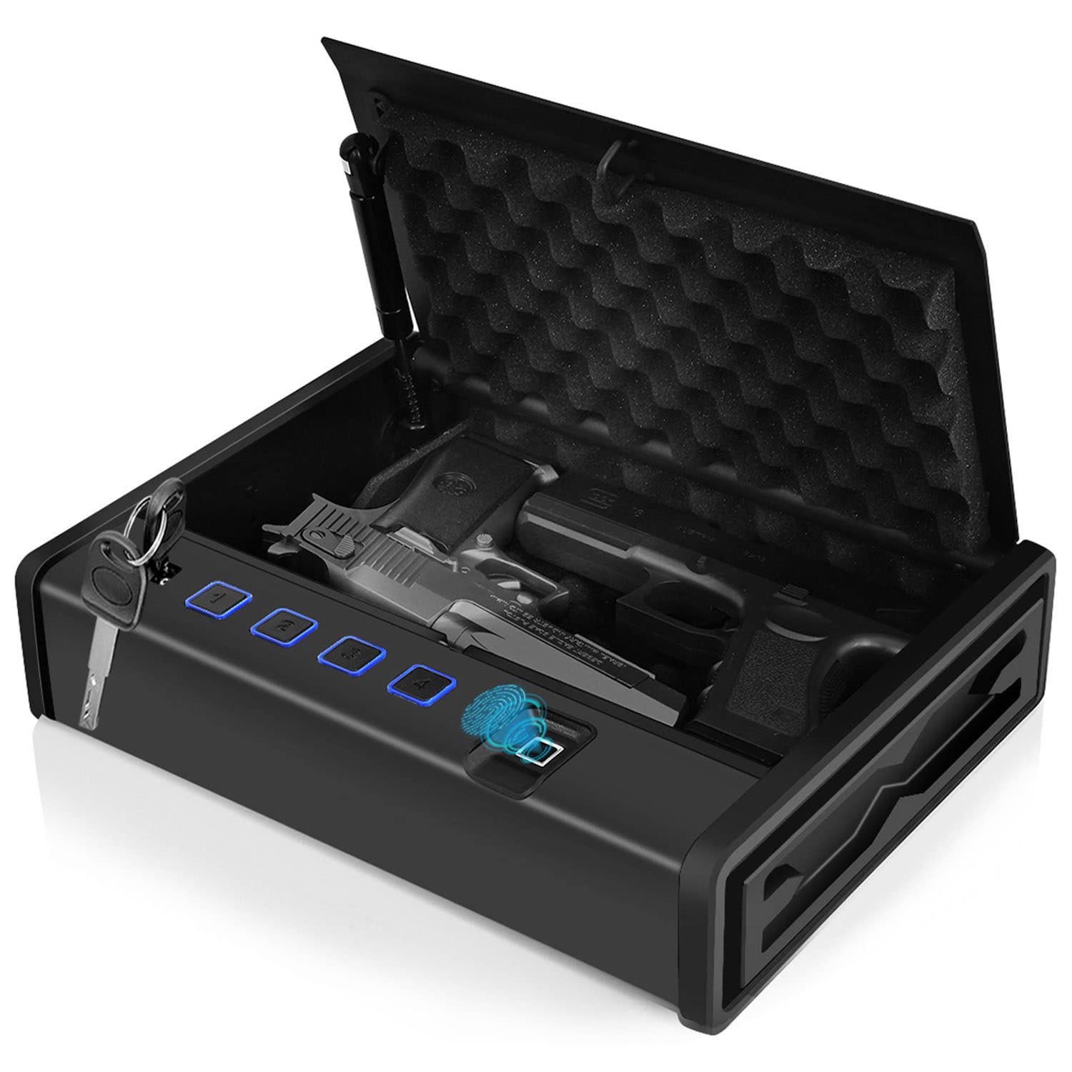 Biometric Gun Safe Box - Fingerprint & Keypad Lock for Pistols, Cash, Jewelry - Home & Travel Use