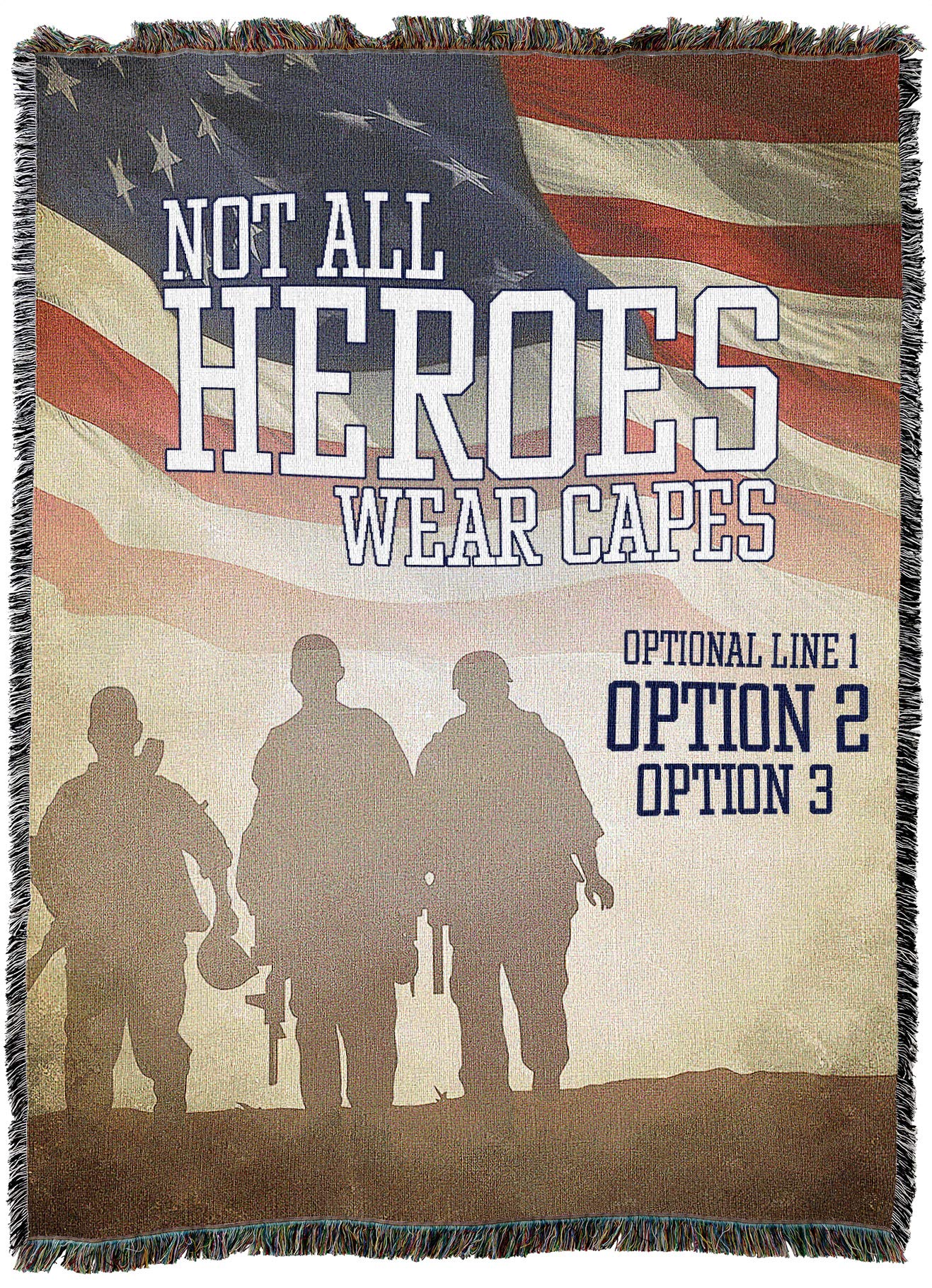 Pure Country Weavers 'Not All Heroes Wear Capes' Military Tapestry Throw Blanket - 100% Cotton Woven, Made in USA (72x54 Inches) - Perfect Gift for Veterans, Soldiers & Patriotic Home Decor