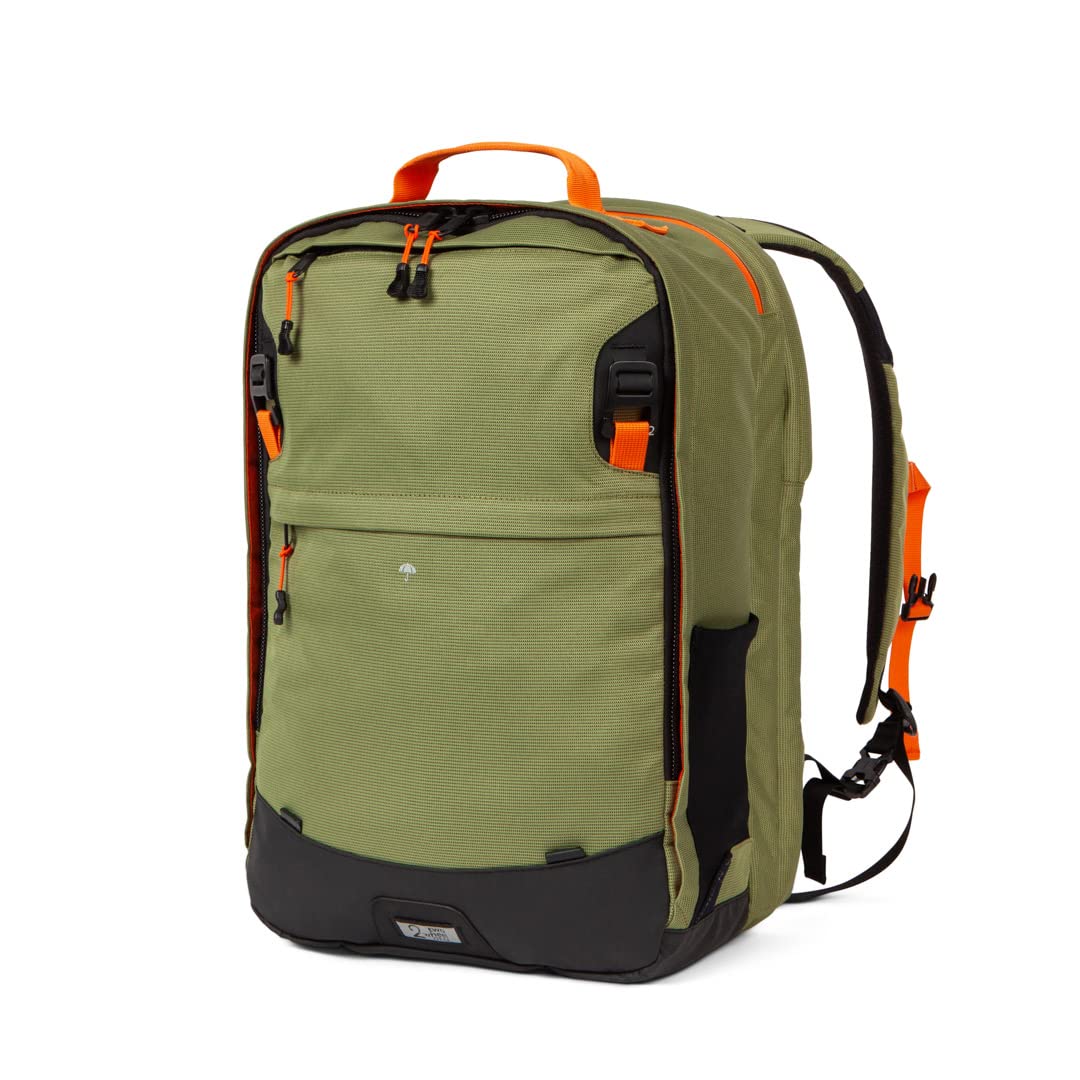 Two Wheel Gear Pannier Backpack Convertible PLUS 30L - Waterproof 2-in-1 Bike Commuter & Laptop Bag for Cycling to Work, Travel & Outdoor Adventures - Made from Recycled Materials (Olive/Tangerine) - Perfect for Urban Commuting, Business Travel & Bicycle Touring