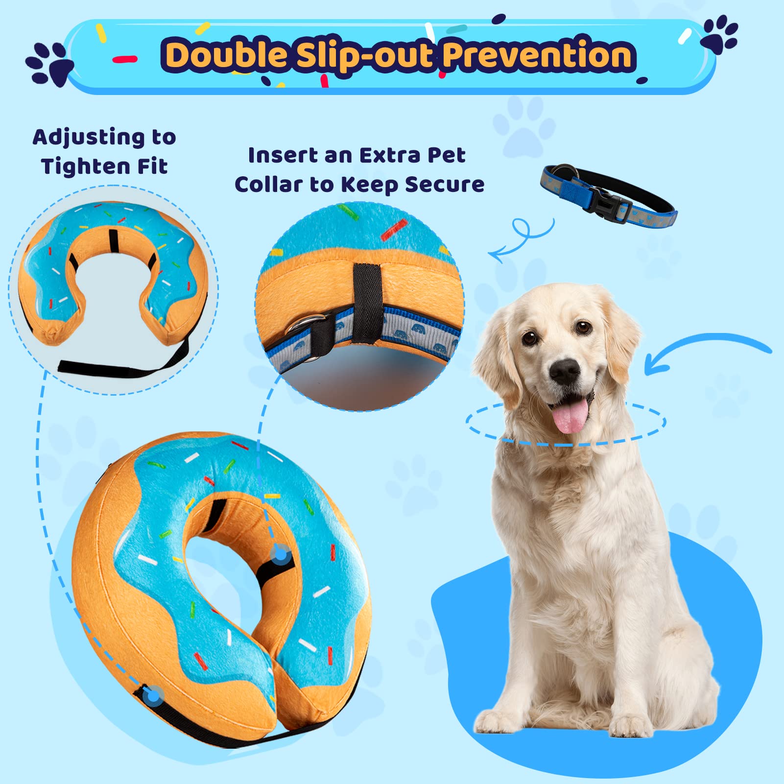 Grand Line Inflatable Donut Collar for Dogs & Cats - Soft Recovery Cone After Surgery, Protective Neck Collar for Small Medium Large Pets - No Vision Block (Blue, Large) - Perfect for Post-Surgery Care & Pet Comfort at Home