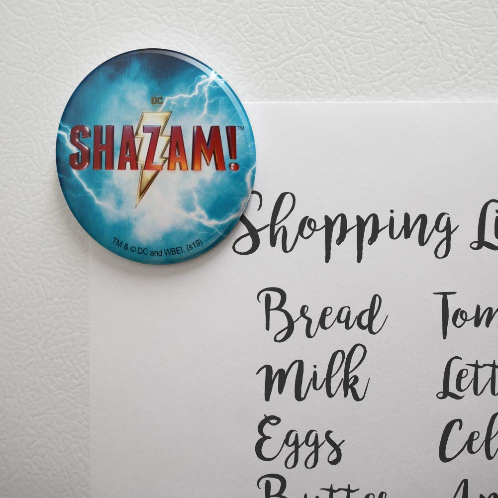 Shazam! Movie Logo Refrigerator Magnet - Fun Kitchen & Locker Decoration for DC Comics Fans - Perfect for Fridge, Office, Dorm & Gifts