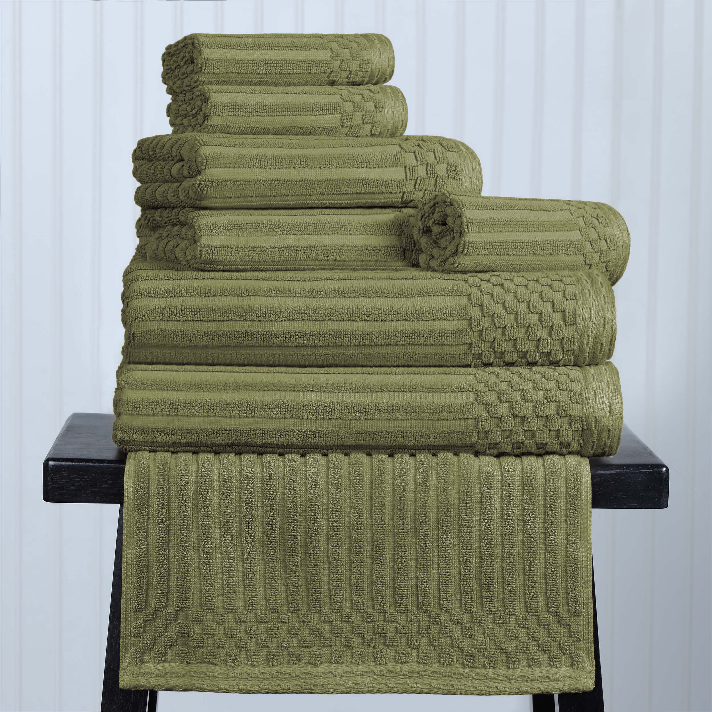 Premium 8-Piece Cotton Ribbed Towel Set - Soft, Absorbent & Medium Weight Bath Towels for Spa, Gym & Luxury Home Use